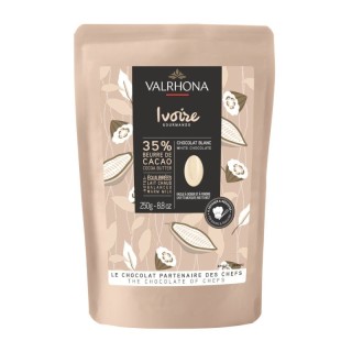 Chocolat blanc ivoire de couverture Valrhona 35% en pistoles 250gr